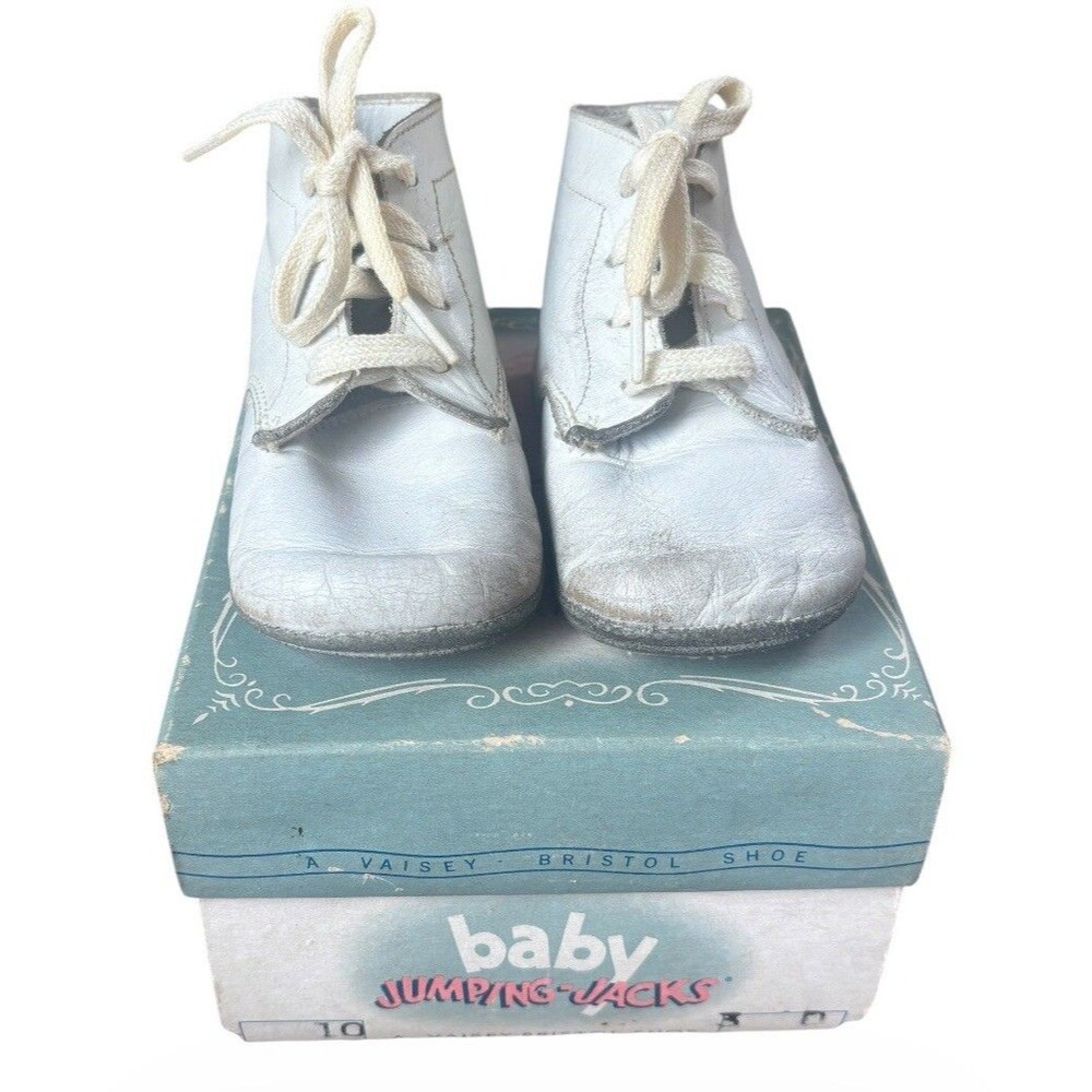 Vintage Baby Jumping Jacks Vaisey Bristol White Leather Shoes Size 3 D Boxed 50s